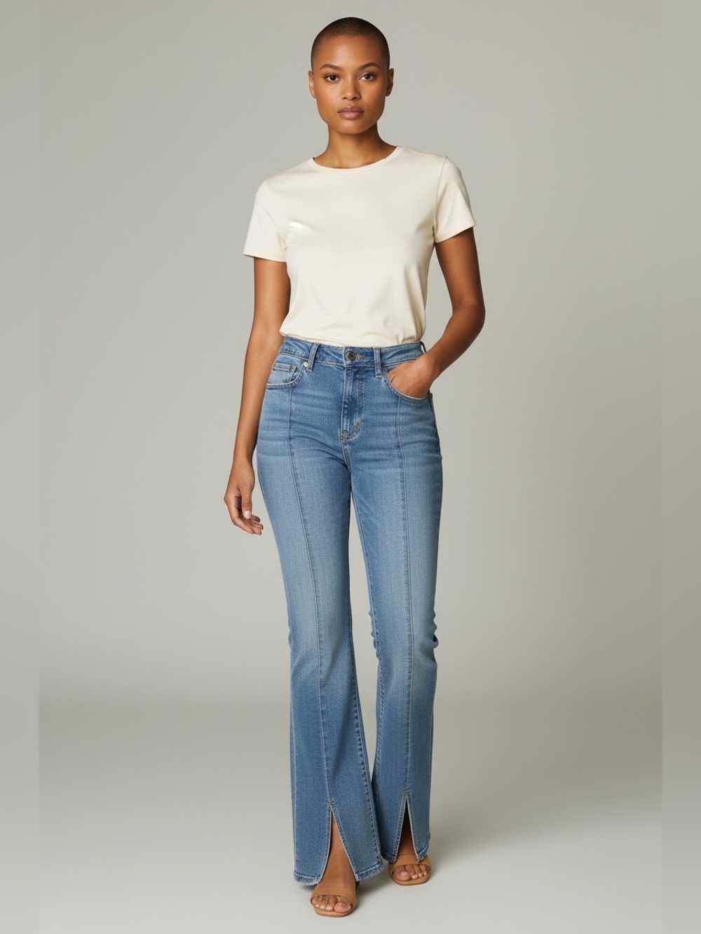 Levi’s 726 High Rise Flare Jeans Blue Slit Ankle Size 25